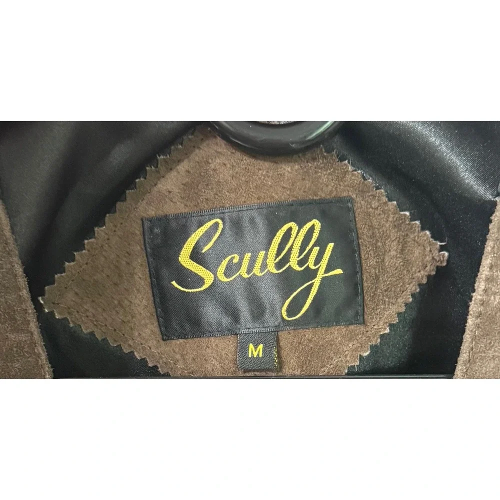 Scully Mens Brown Suede Leather Western Vest Oklahoma State Seal Buttons Medium